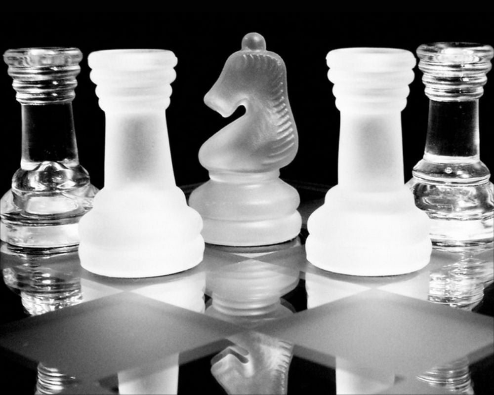 Jeu d’échecs en verre